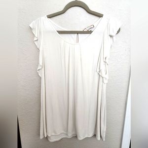 Anthropologie casual white flutter sleeve t-shirt